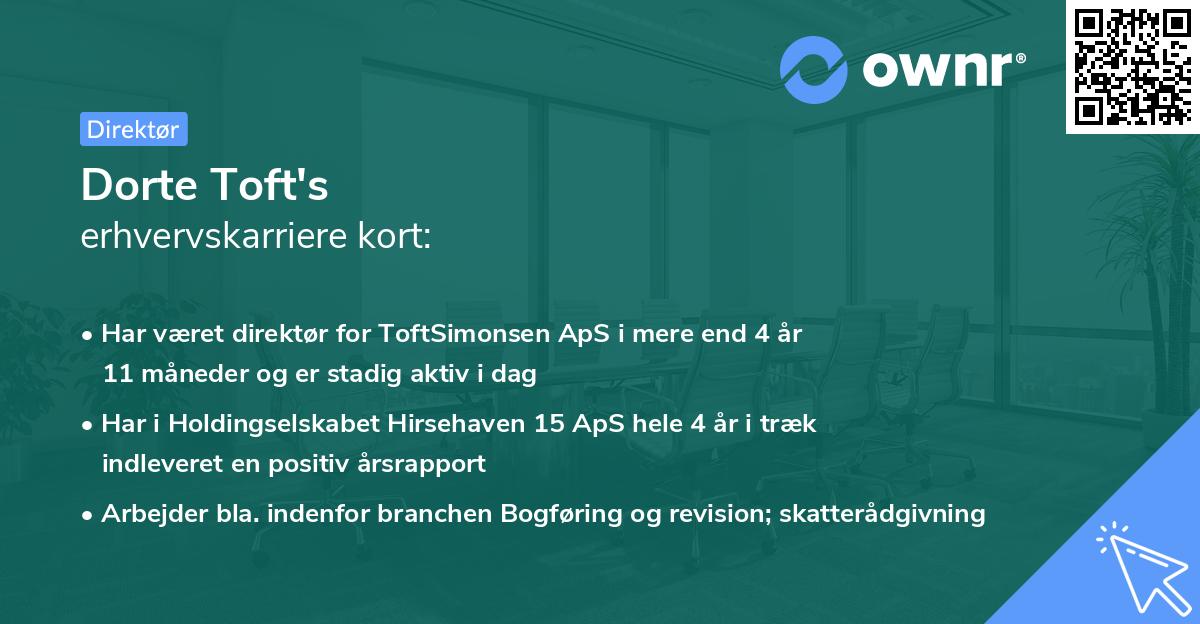 Dorte Toft's erhvervskarriere kort