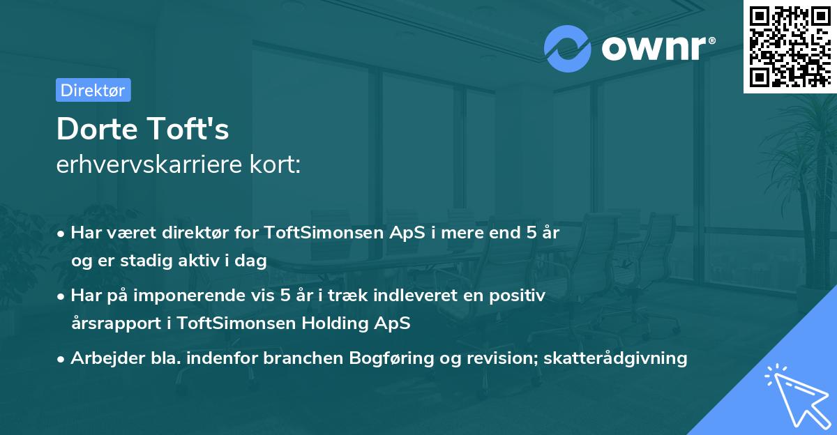 Dorte Toft's erhvervskarriere kort