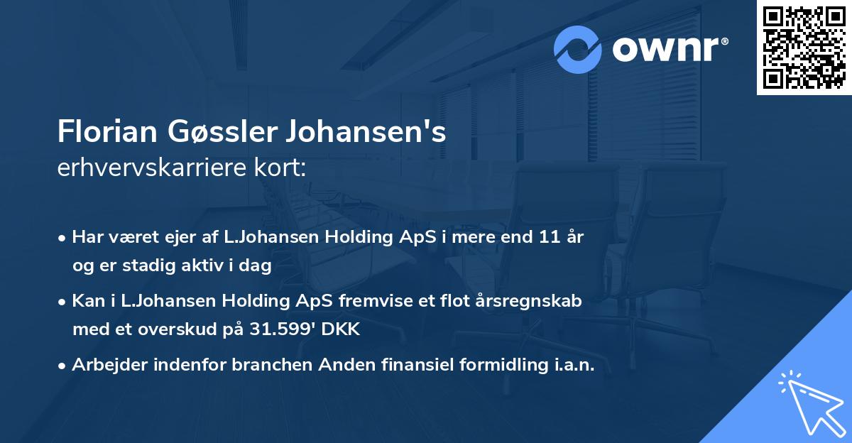 Florian Gøssler Johansen's erhvervskarriere kort
