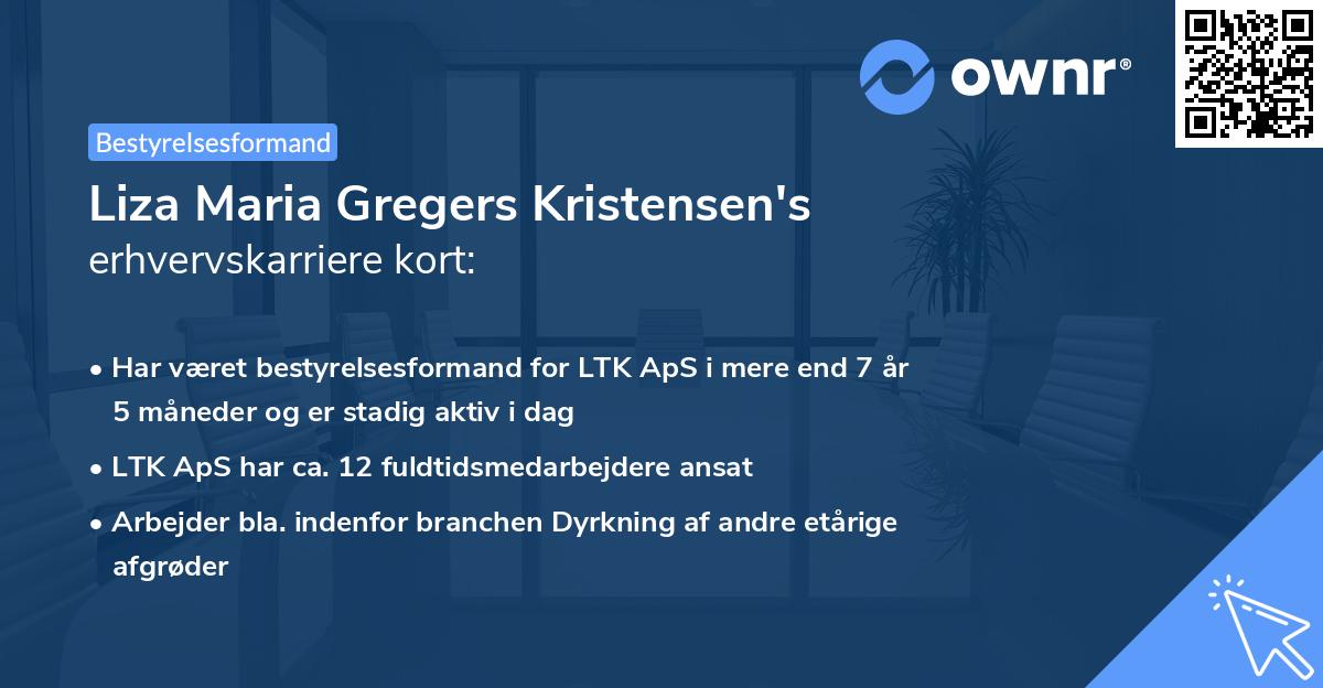 Liza Maria Gregers Kristensen's erhvervskarriere kort