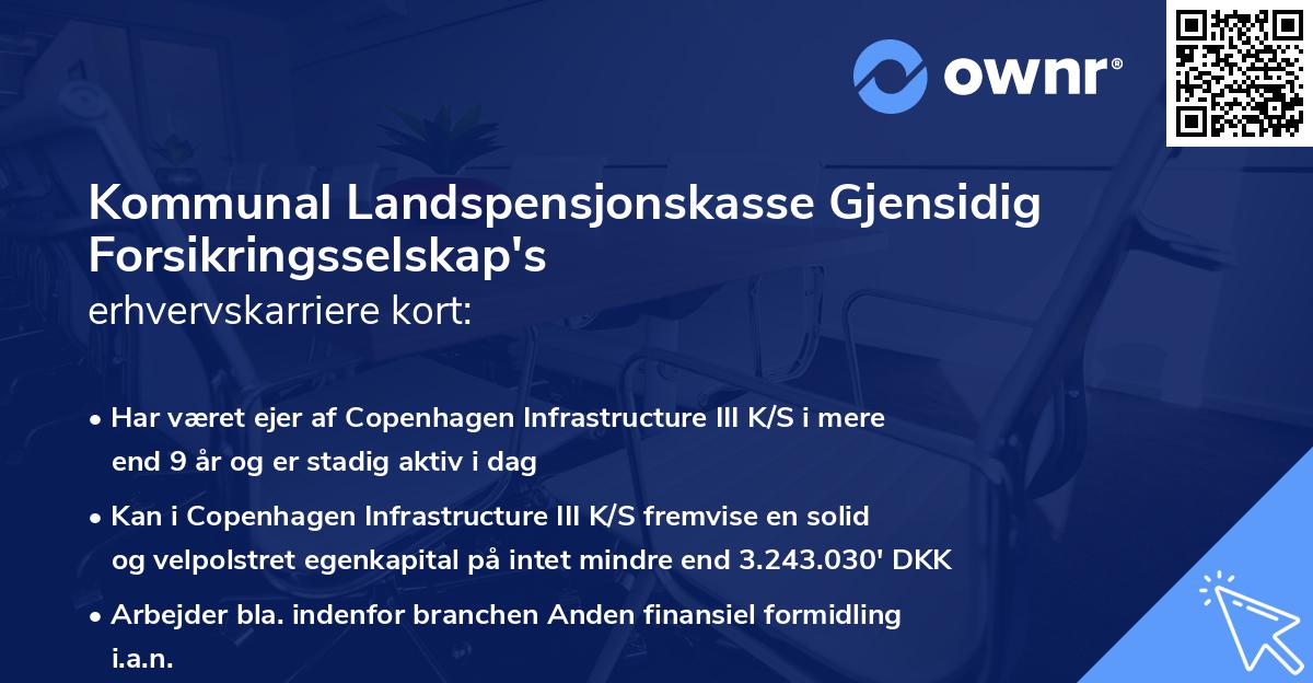 Kommunal Landspensjonskasse Gjensidig Forsikringsselskap's erhvervskarriere kort