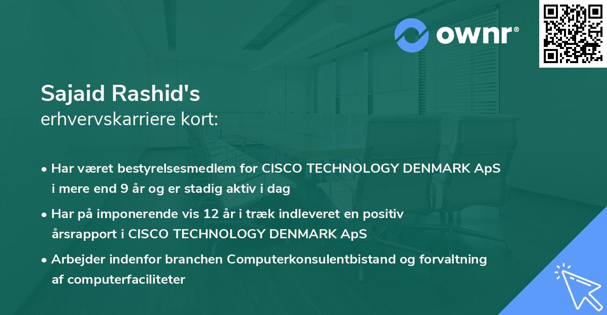 Sajaid Rashid's erhvervskarriere kort