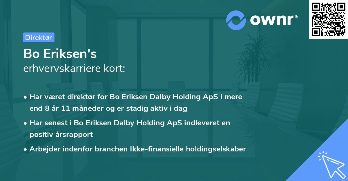 Bo Eriksen's erhvervskarriere kort