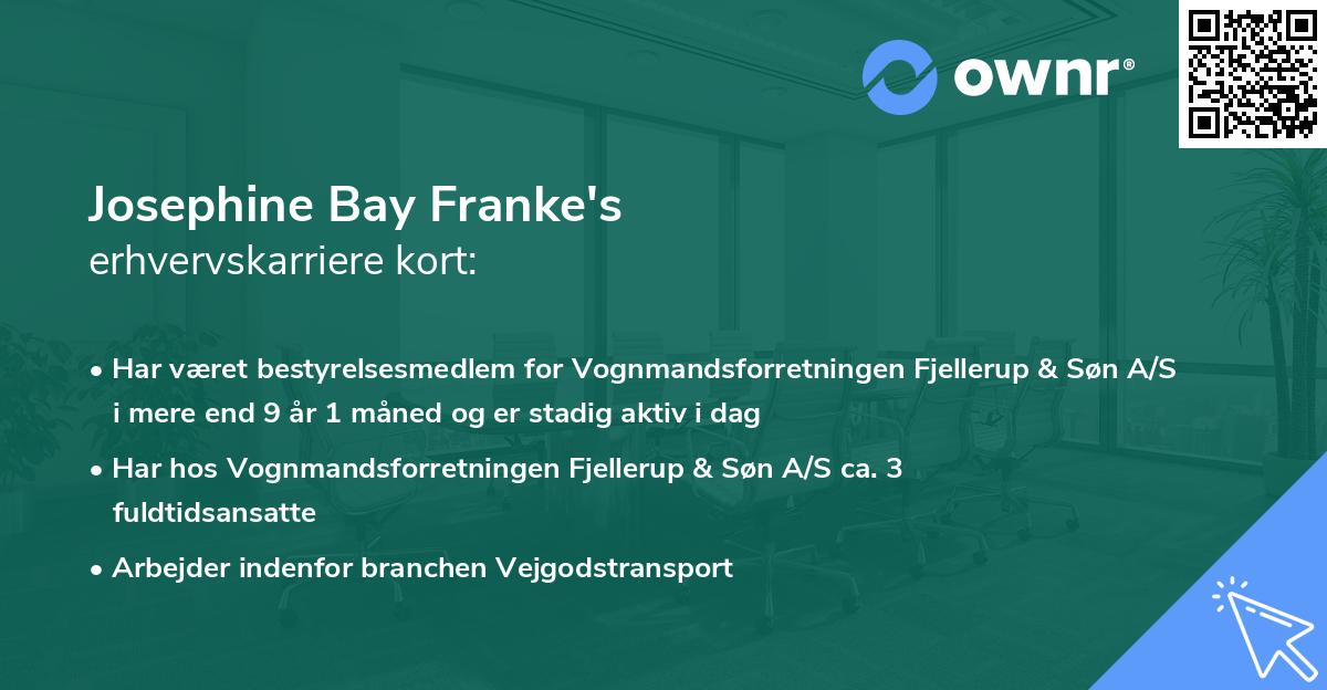 Josephine Bay Franke's erhvervskarriere kort