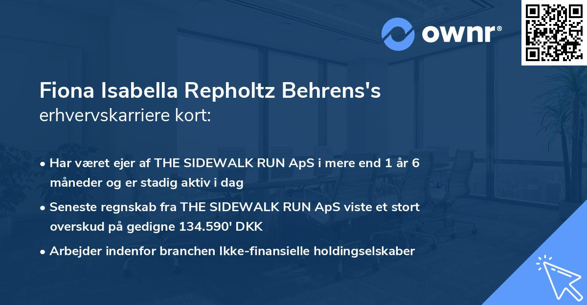 Fiona Isabella Repholtz Behrens's erhvervskarriere kort