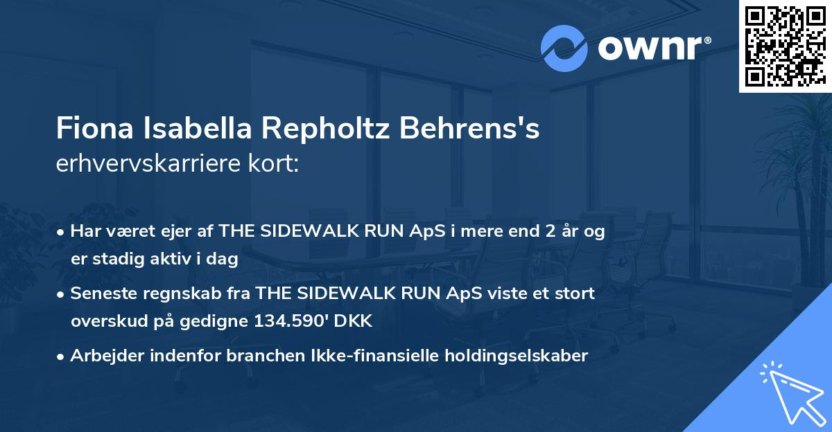 Fiona Isabella Repholtz Behrens's erhvervskarriere kort
