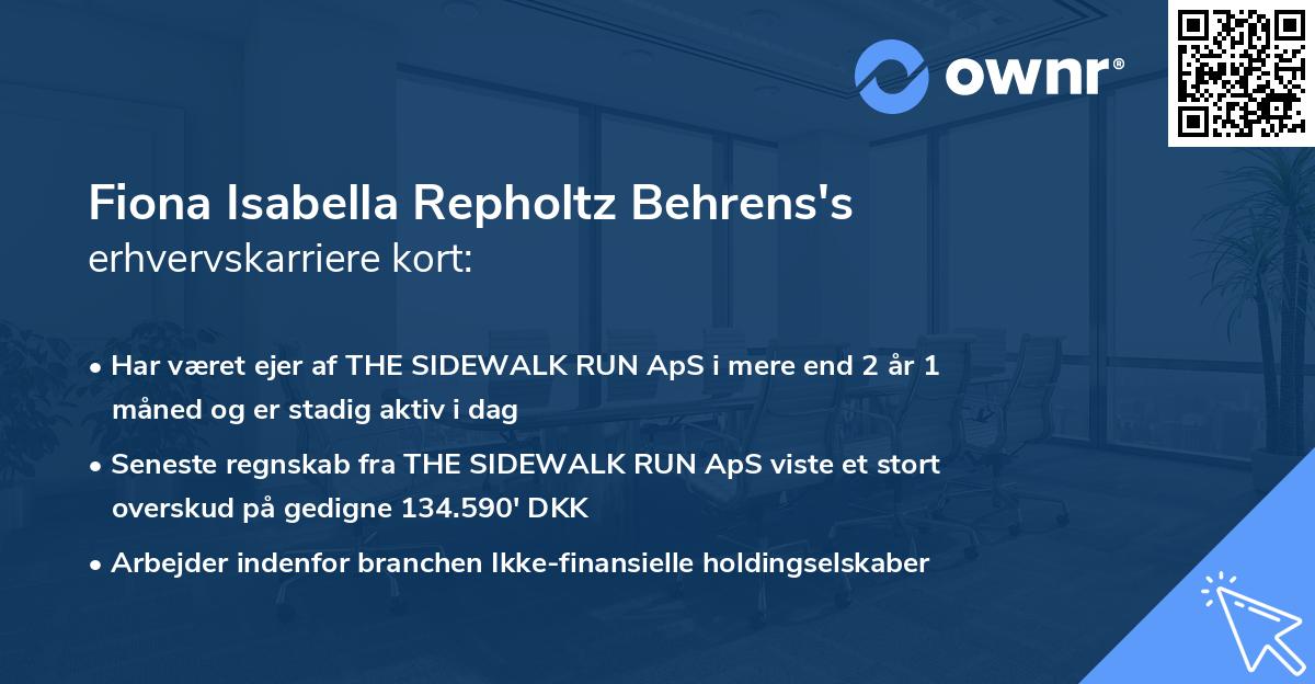 Fiona Isabella Repholtz Behrens's erhvervskarriere kort