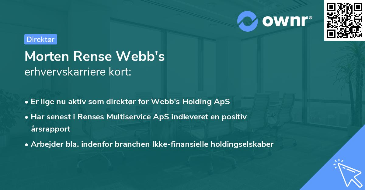Morten Rense Webb's erhvervskarriere kort
