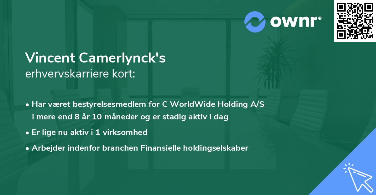 Vincent Camerlynck's erhvervskarriere kort