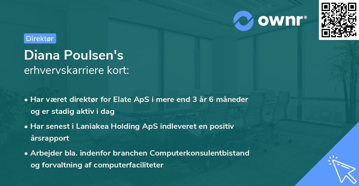 Diana Poulsen's erhvervskarriere kort