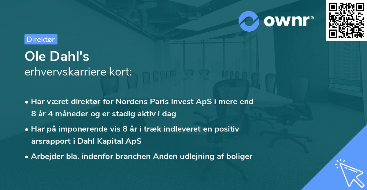 Ole Dahl's erhvervskarriere kort