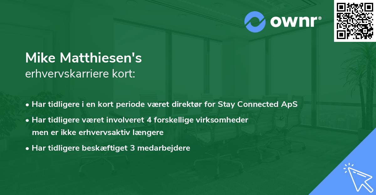 Mike Matthiesen's erhvervskarriere kort
