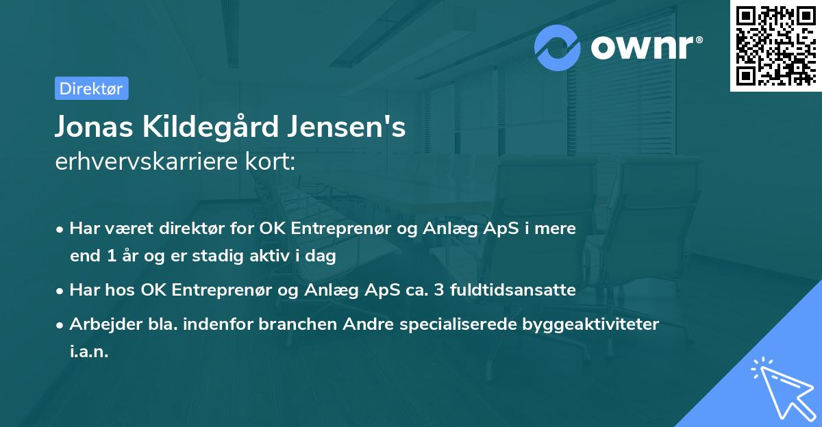 Jonas Kildegård Jensen's erhvervskarriere kort