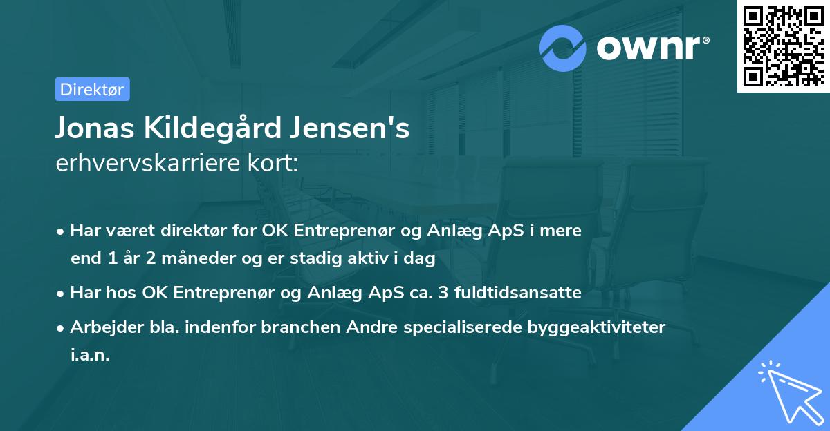 Jonas Kildegård Jensen's erhvervskarriere kort