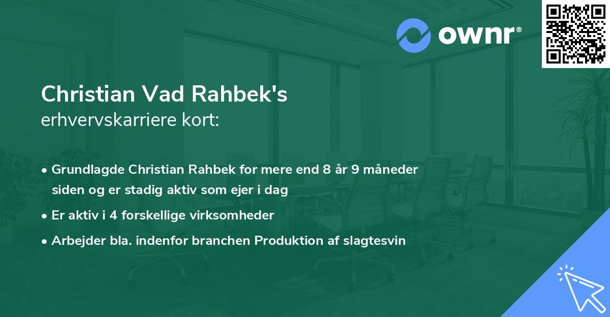 Christian Vad Rahbek's erhvervskarriere kort