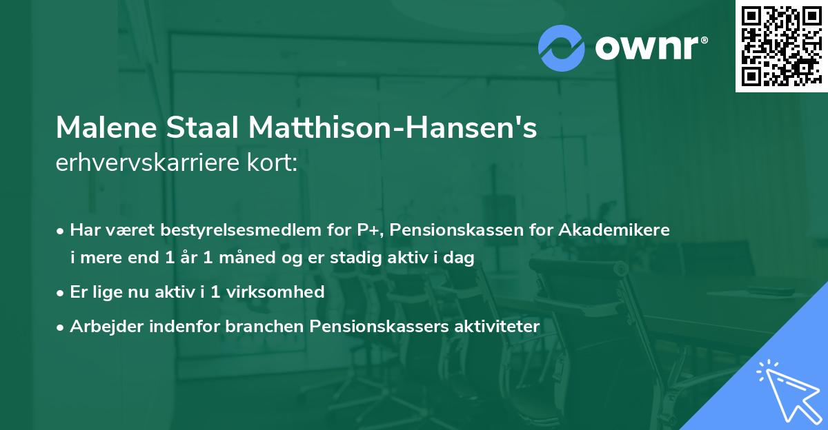 Malene Staal Matthison-Hansen's erhvervskarriere kort
