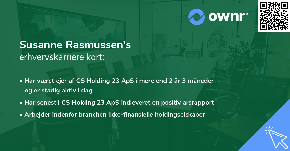 Susanne Rasmussen's erhvervskarriere kort