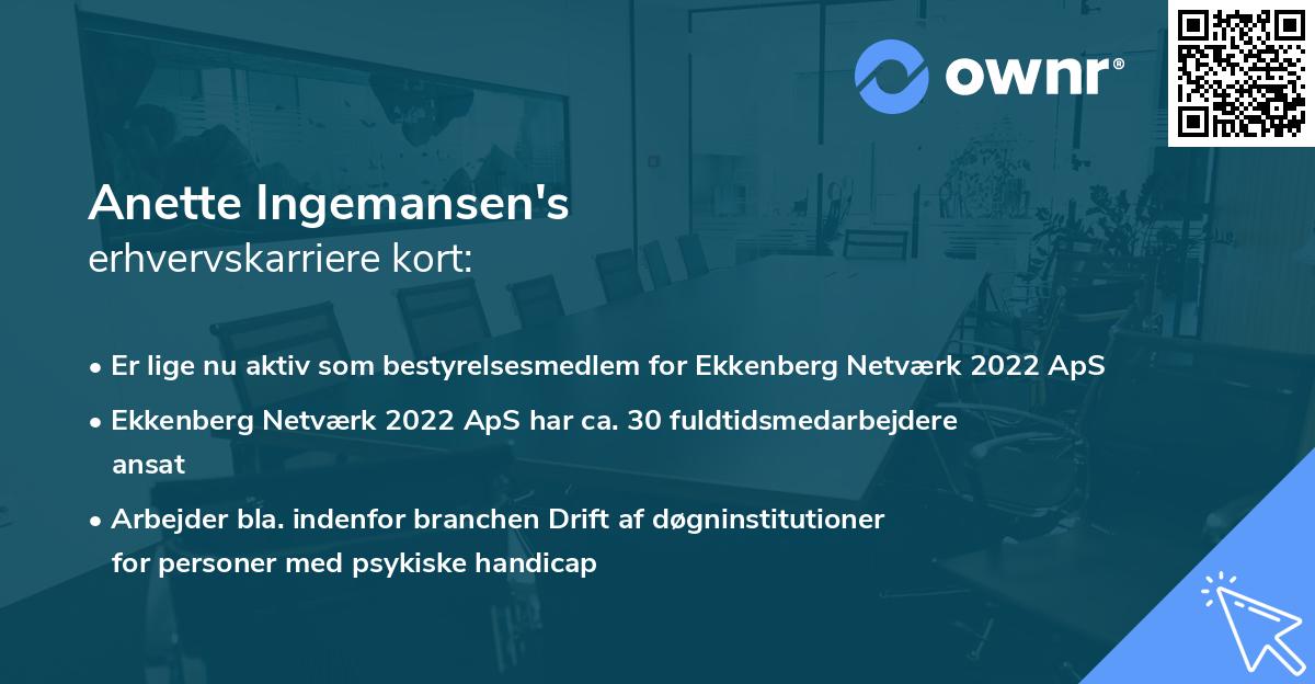 Anette Ingemansen's erhvervskarriere kort