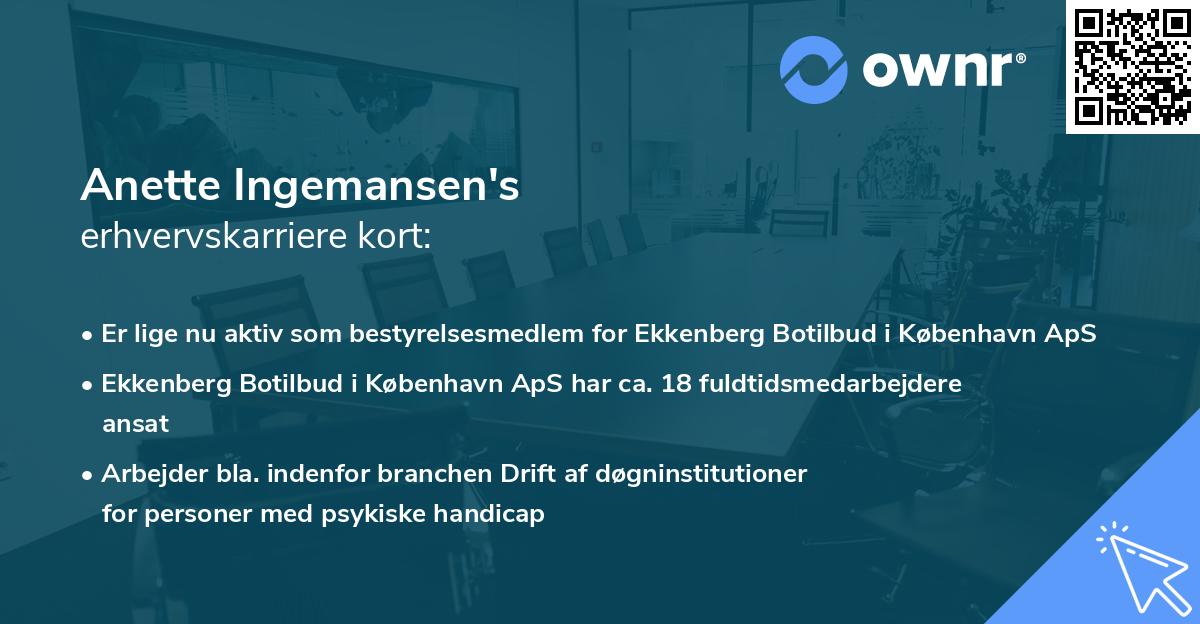 Anette Ingemansen's erhvervskarriere kort