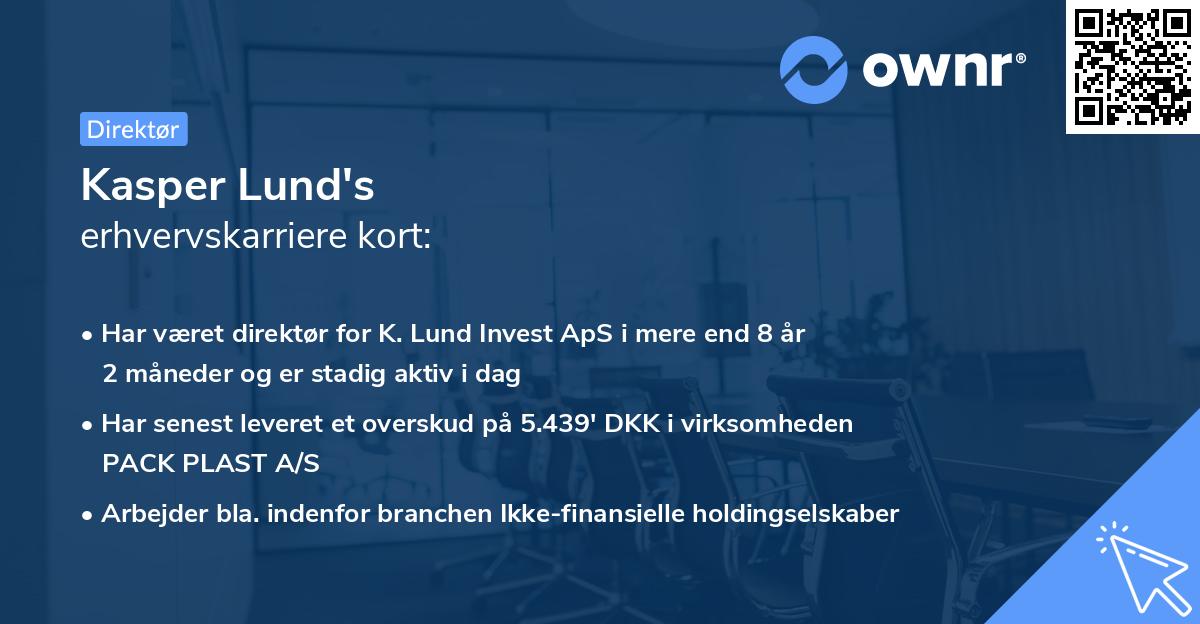 Kasper Lund's erhvervskarriere kort