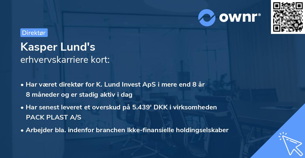 Kasper Lund's erhvervskarriere kort