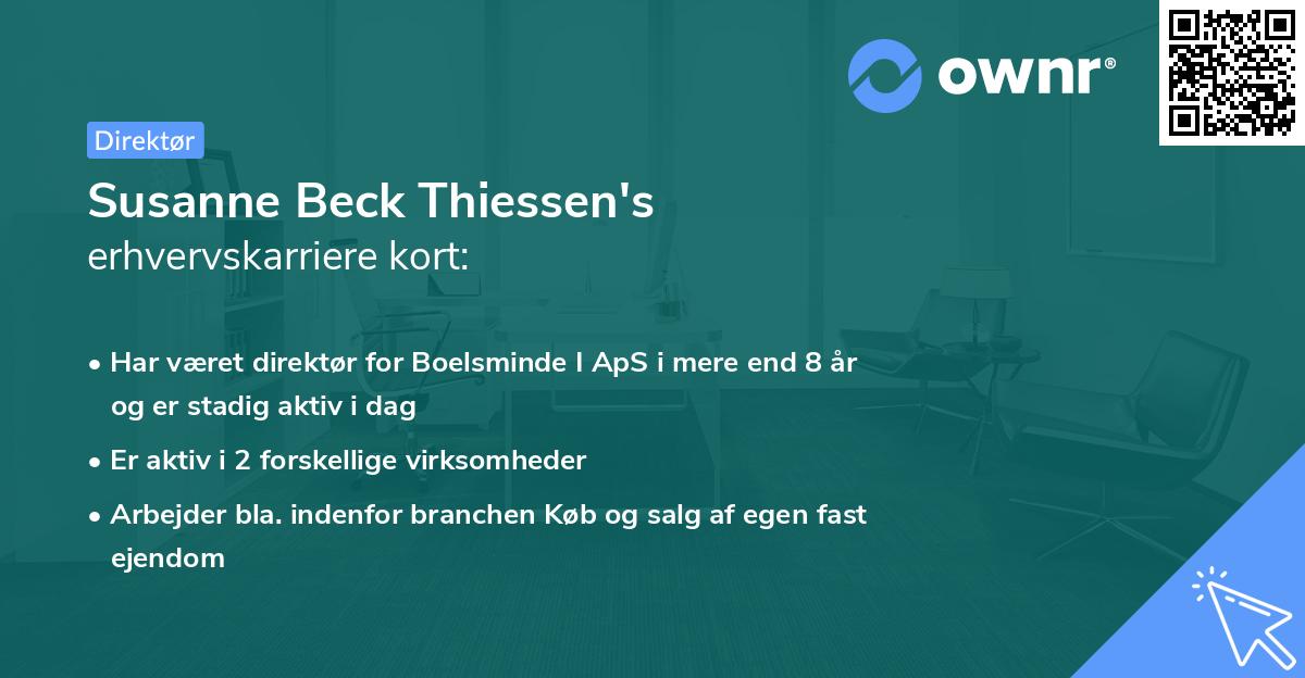 Susanne Beck Thiessen's erhvervskarriere kort