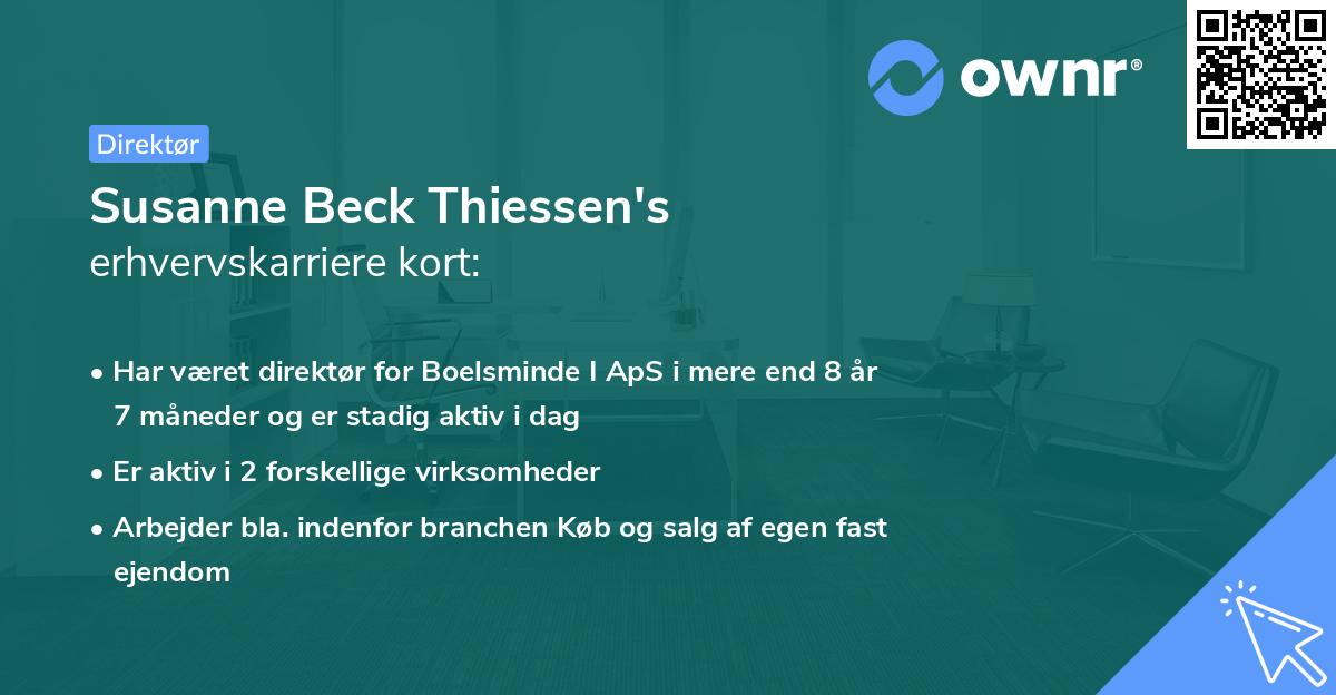 Susanne Beck Thiessen's erhvervskarriere kort
