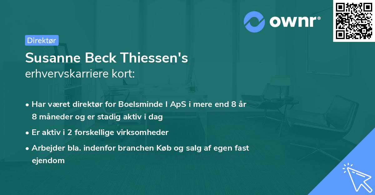 Susanne Beck Thiessen's erhvervskarriere kort