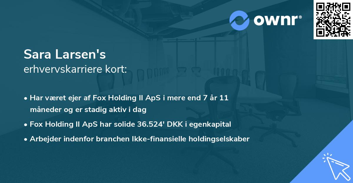 Sara Larsen's erhvervskarriere kort