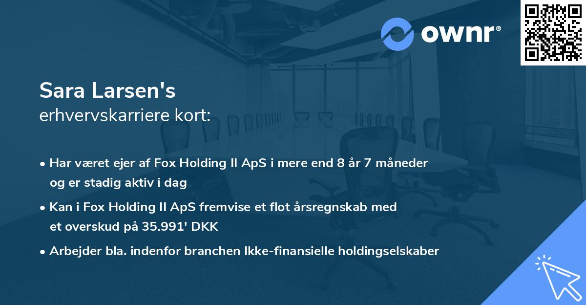 Sara Larsen's erhvervskarriere kort