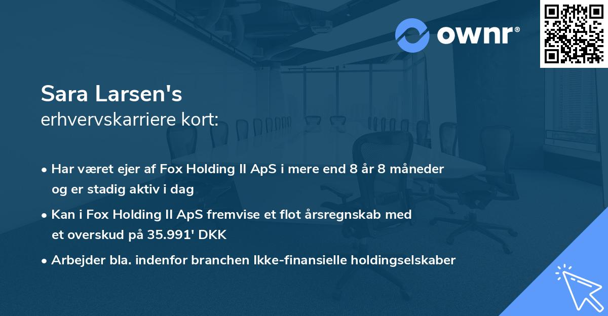 Sara Larsen's erhvervskarriere kort