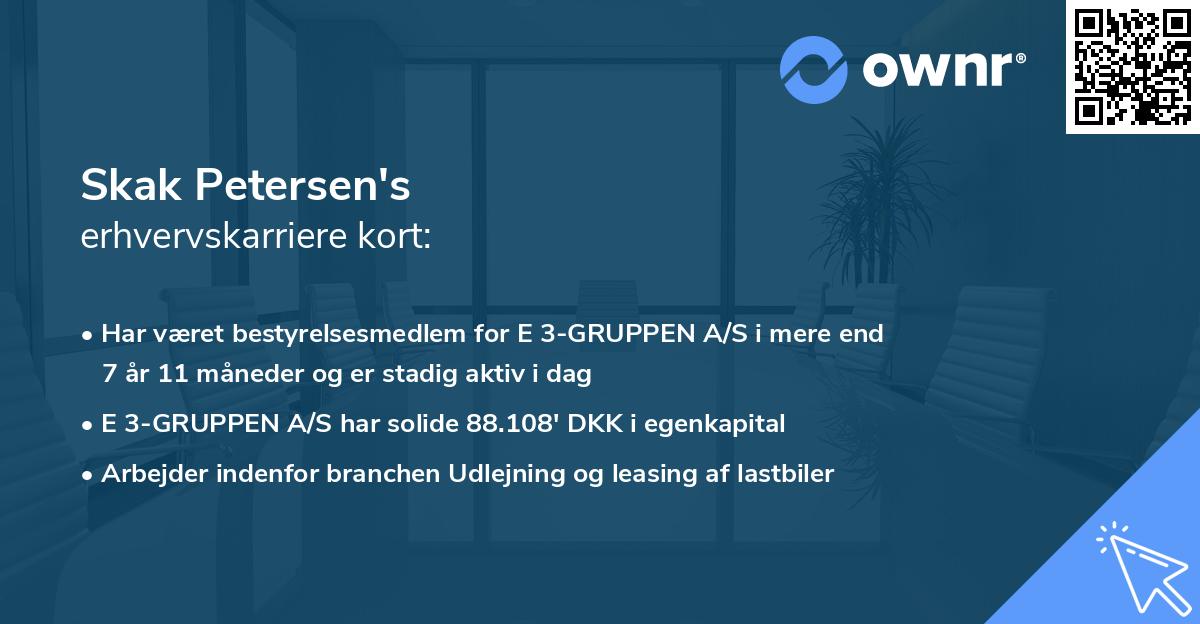 Skak Petersen's erhvervskarriere kort