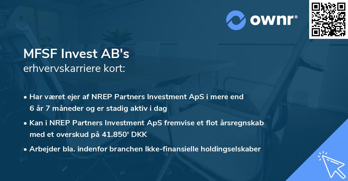 MFSF Invest AB's erhvervskarriere kort