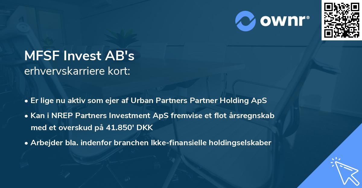 MFSF Invest AB's erhvervskarriere kort