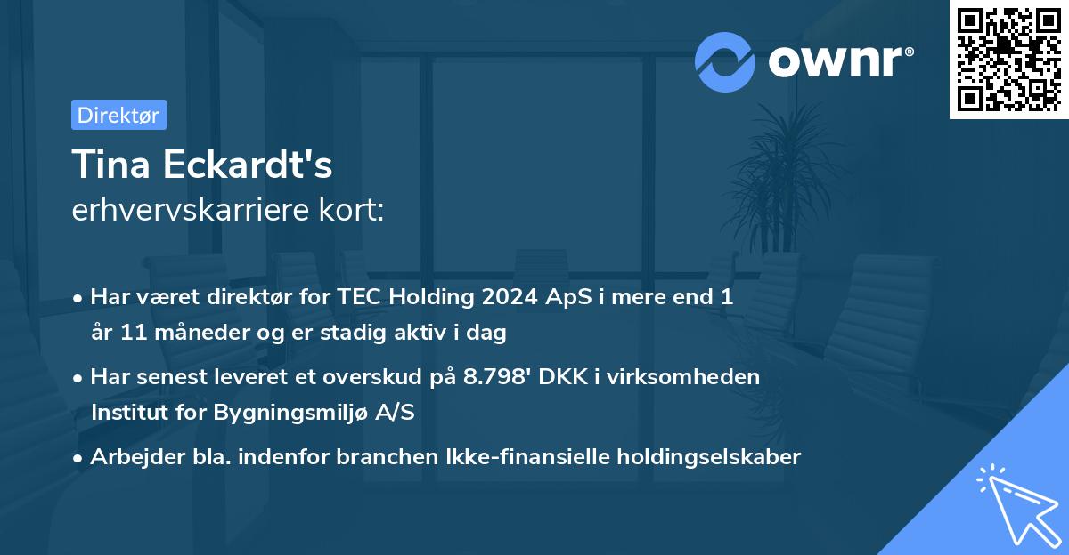 Tina Eckardt's erhvervskarriere kort