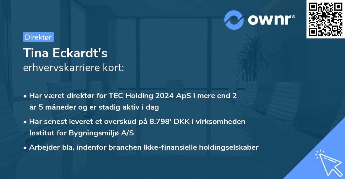 Tina Eckardt's erhvervskarriere kort