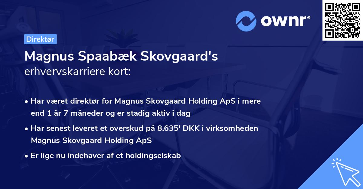 Magnus Spaabæk Skovgaard's erhvervskarriere kort
