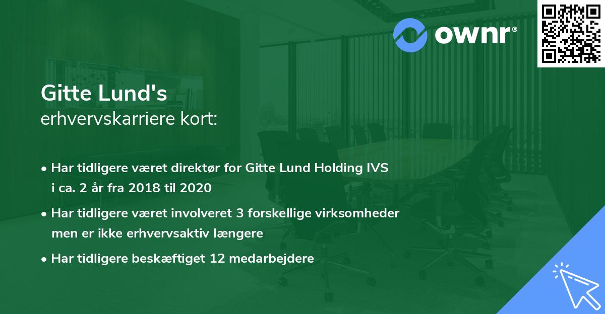 Gitte Lund's erhvervskarriere kort