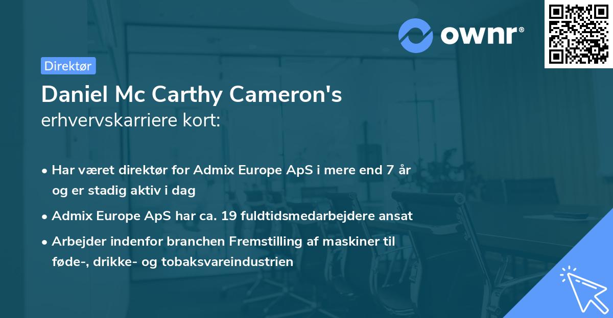 Daniel Mc Carthy Cameron's erhvervskarriere kort
