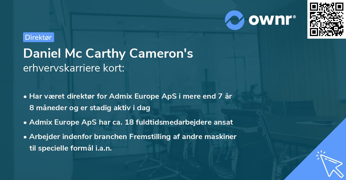 Daniel Mc Carthy Cameron's erhvervskarriere kort