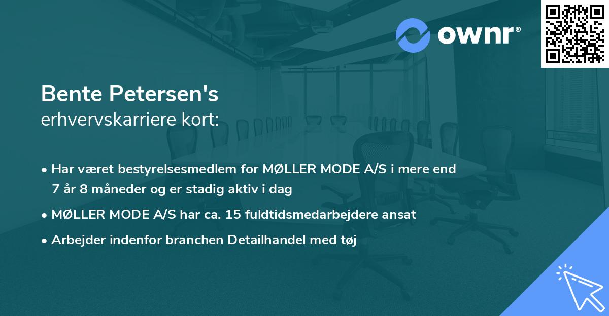 Bente Petersen's erhvervskarriere kort