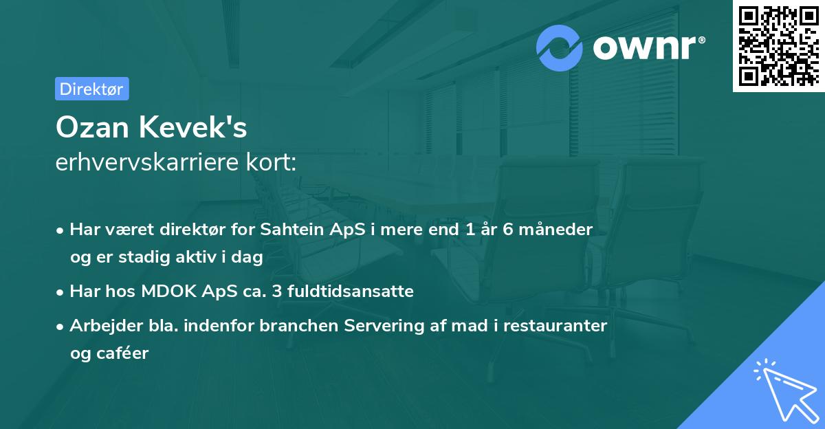 Ozan Kevek's erhvervskarriere kort