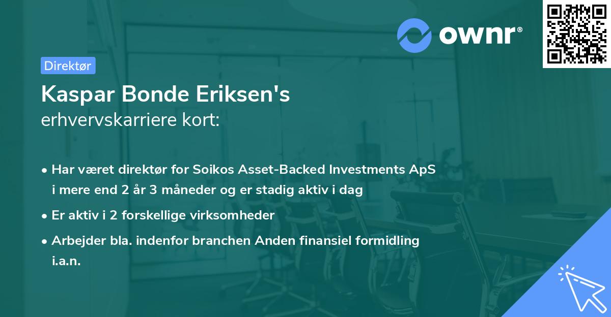 Kaspar Bonde Eriksen's erhvervskarriere kort