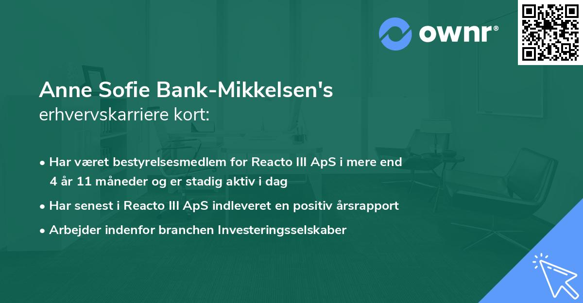 Anne Sofie Bank-Mikkelsen's erhvervskarriere kort