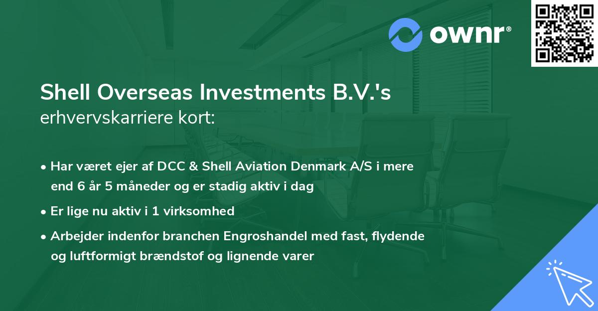 Shell Overseas Investments B.V.'s erhvervskarriere kort