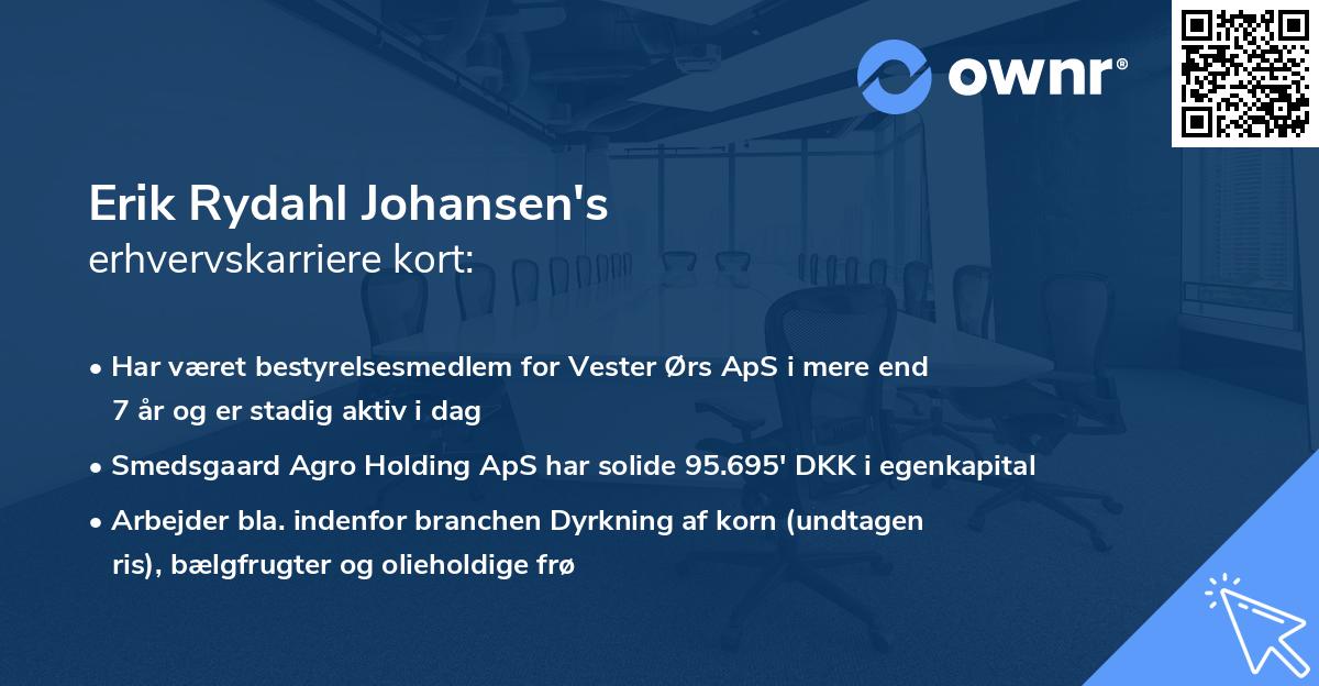 Erik Rydahl Johansen's erhvervskarriere kort