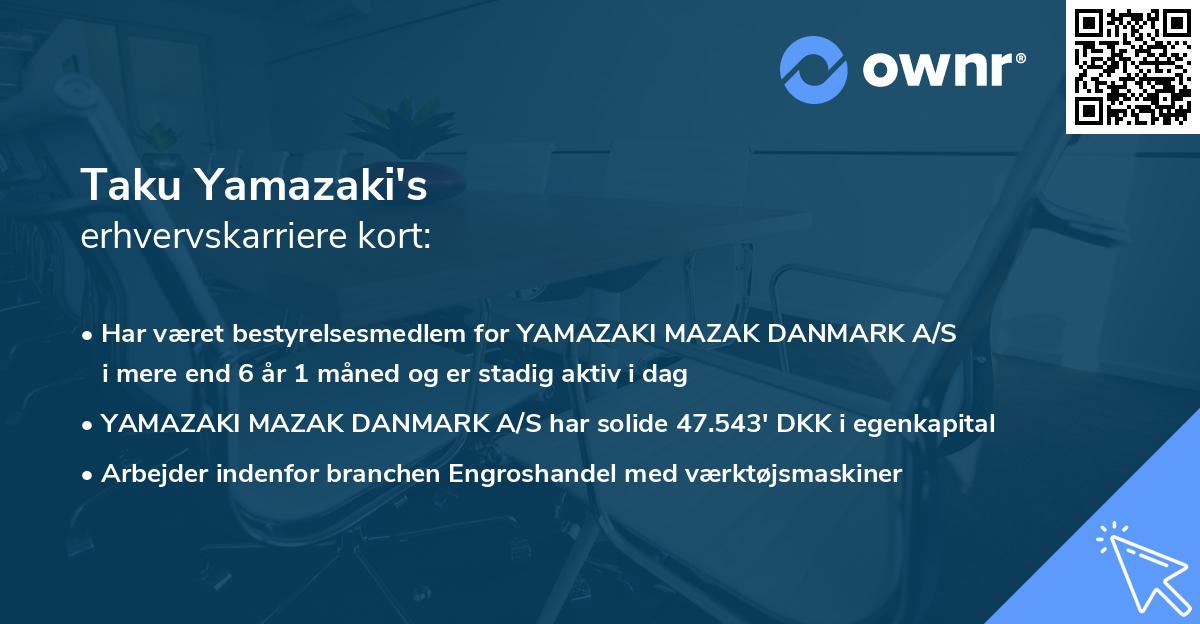 Taku Yamazaki's erhvervskarriere kort