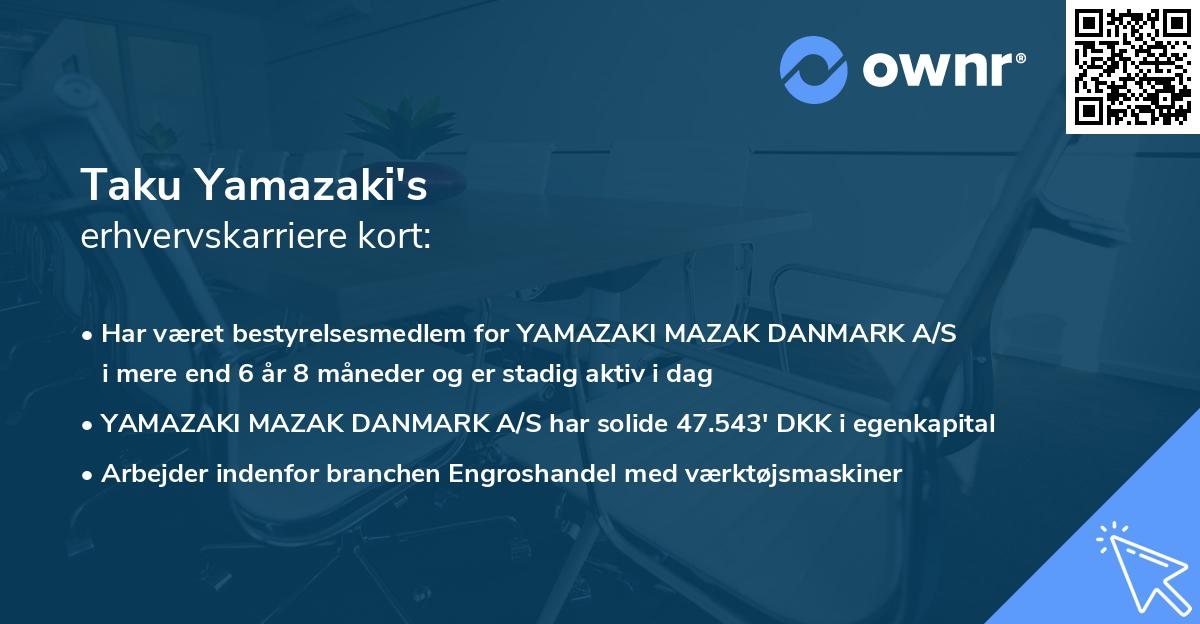 Taku Yamazaki's erhvervskarriere kort