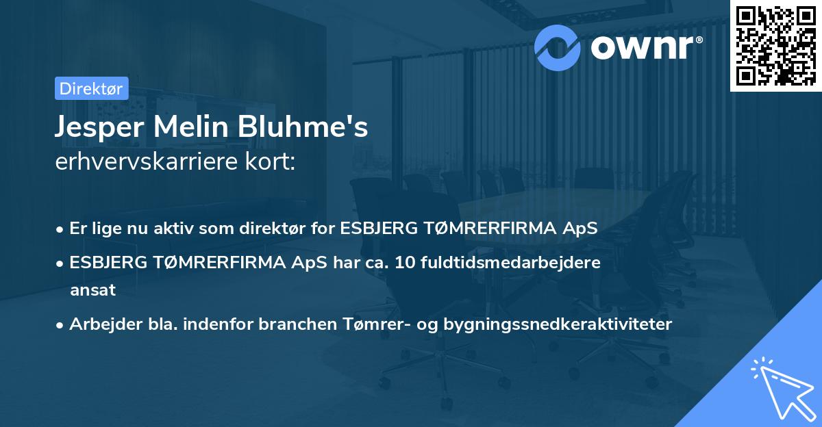 Jesper Melin Bluhme's erhvervskarriere kort