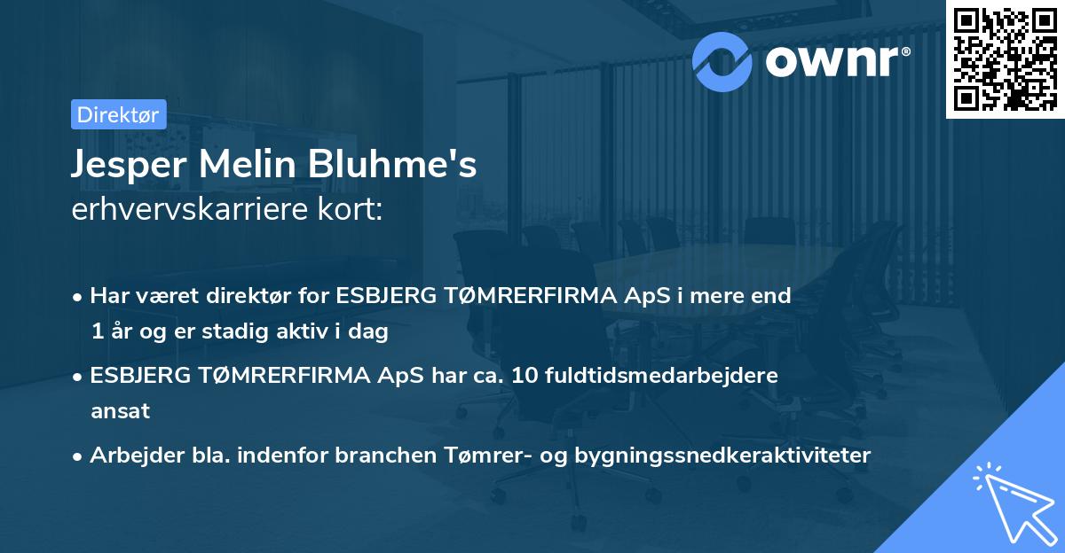Jesper Melin Bluhme's erhvervskarriere kort